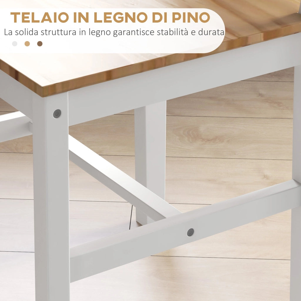 Set 4 Sedie per Cucina e Soggiorno con Schienale a Croce 41x46,5x86 cm in Legno di Pino Bianco e Rovere