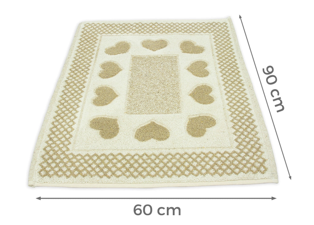 Tappeto Bagno Doccia Spugna Tappetino Assorbente Cotone Pelo Corto Mod. Love O.B - 60x90 - Beige