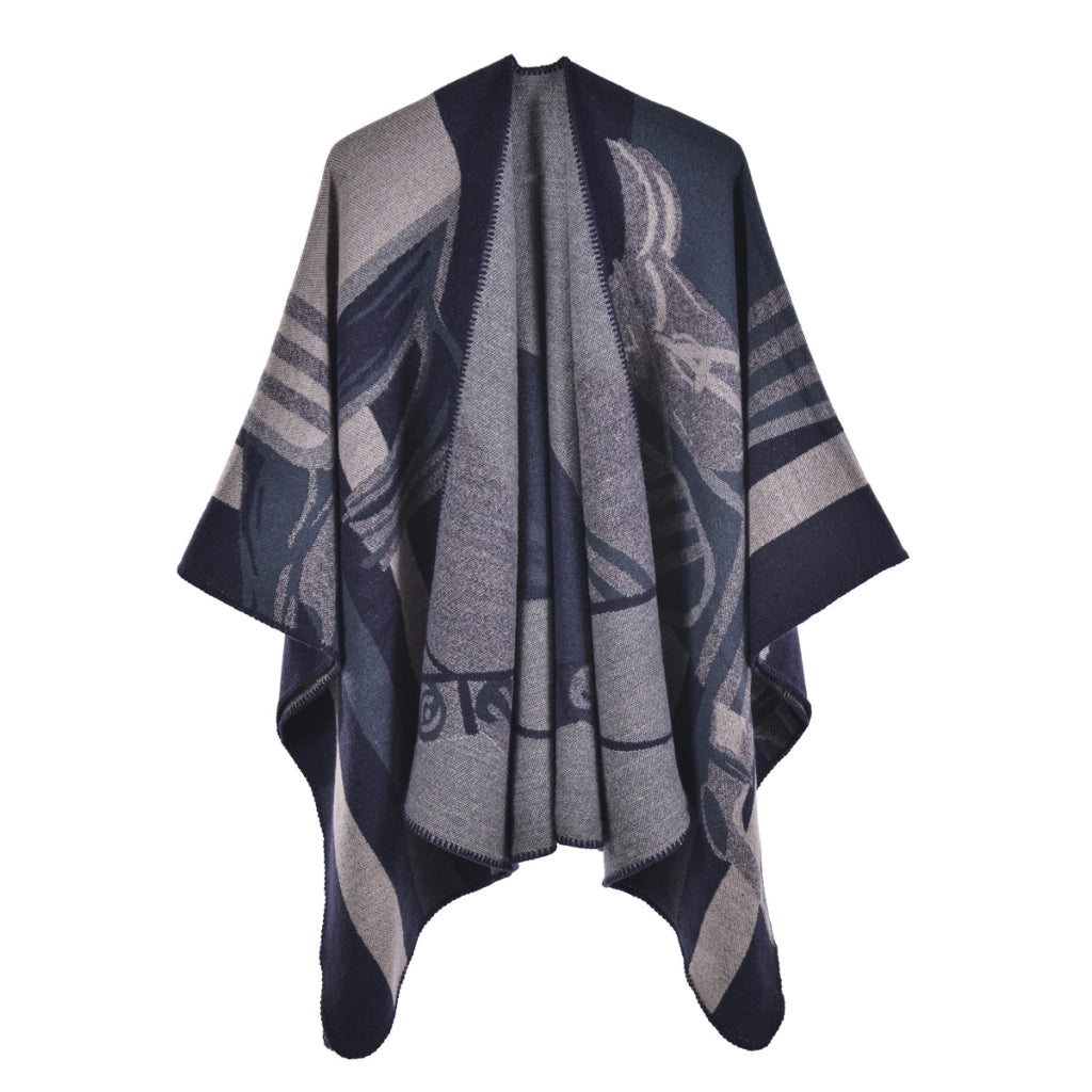 Nuovo scialle da donna, elegante mantellina in cashmere spesso con spacco