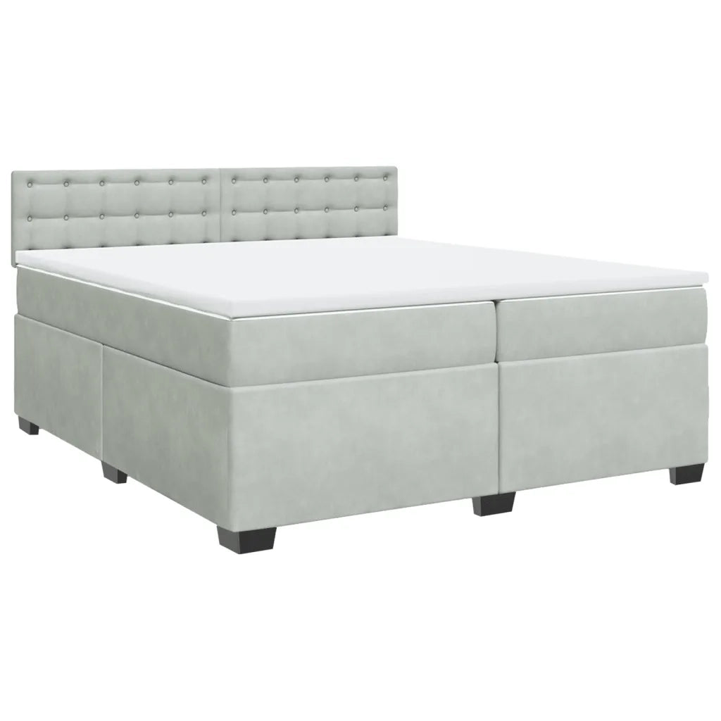 Giroletto a Molle con Materasso Grigio Chiaro 200x200cm Velluto