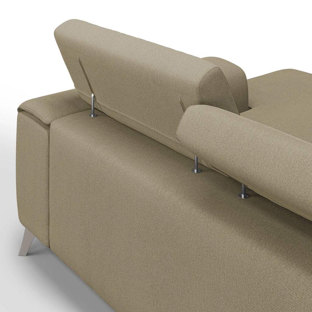Fusion Divano angolare con sedute scorrevoli in tessuto morbido smacchiabile T05 260 cm Destro cammello