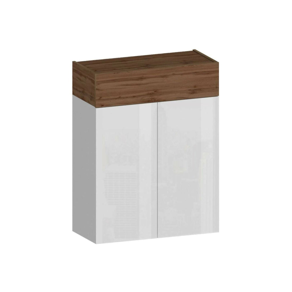 Scarpiera Nala, Porta scarpe salvaspazio a 3 ante, Armadio multifunzione da ingresso, 76x38h100 cm, Bianco e Rovere