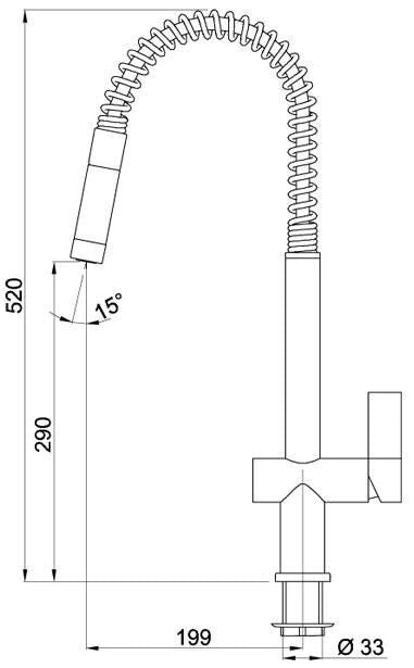 Elleci Dionisio MIKDNSCR - Miscelatore da cucina Mono Splitcomando, da incasso, Acciaio inox, canna girevole con doccetta estraibile, 52 cm, Cromo