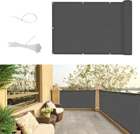 Schermo per balcone protezione visiva 90 x 300 cm - Recinzione per balcone e terrazzo - Protezione UV - Eterno e impermeabile - Con cinghie per cavi - Grigio antracite
