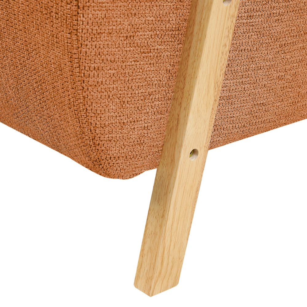 Poltrona Arancione Tessuto Gambe in legno con braccioli Soggiorno moderno minimalista