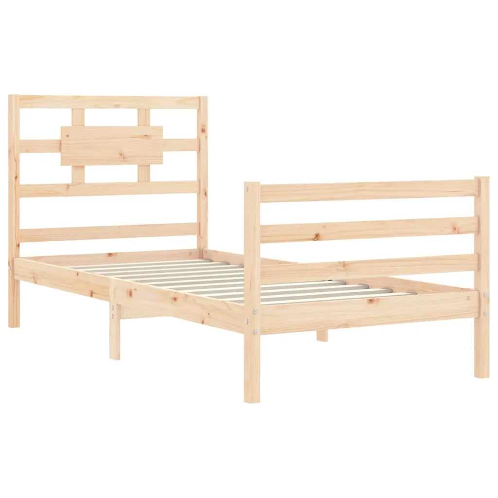 Giroletto con Testiera Single-Struttura Letto in Legno Massello 657860
