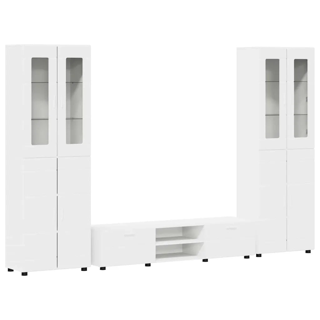 Set mobile TV con porta FLORIN 3 pcs Bianco Legno multistrato