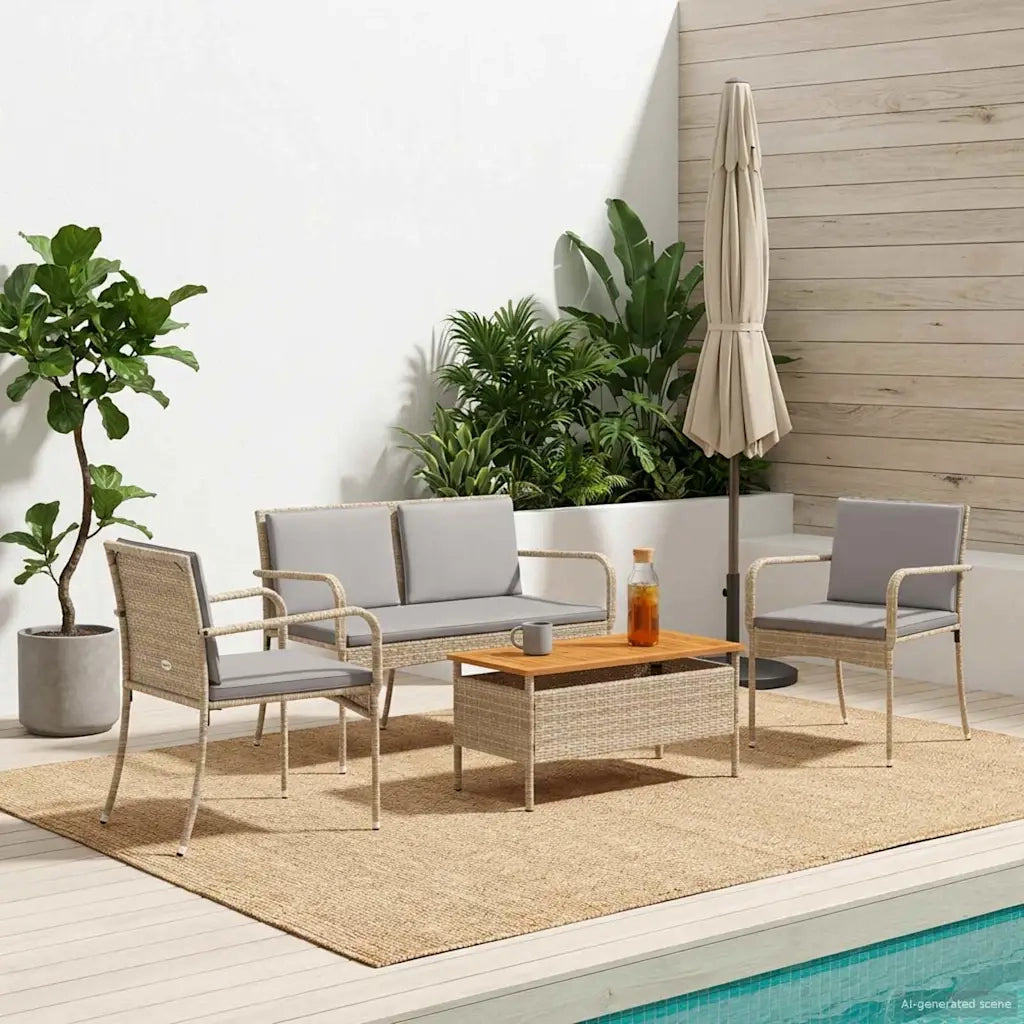 Set da giardino Beige polyrattan 42025105