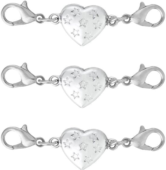 Halslucidi 3 pezzi - Spille magnetiche a forma di cuore - Accessori per gioielli - Catena a goccia - 4,5 cm - Creazione accessori per gioielli - Lucidi per gioielli