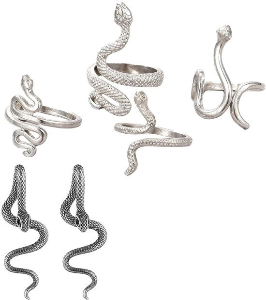 Orecchini in Titanio - Design Gotico/Punk - Lunghezza 4,9 cm - Set con Anello - Ipotesi Allergenica - Motivo Unico