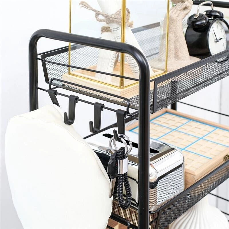 CARRELLO DA CUCINA A 4 RIPIANI RIMOVIBILI 45X26.5X84 CM IN ACCIAIO NERO