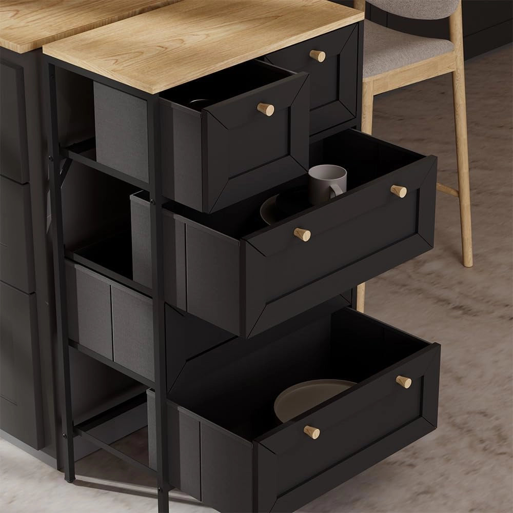 Cassettiera Belaro, Nero, 56 x 95 cm con 5 cassetti, adatto per riporre abbigliamento e accessori
