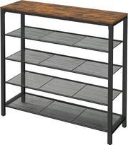 Organizzatore per scarpe - 4 pannelli in metallo - contenitori - pannello per scarpe - armadio per ingresso - stile industriale rustico marrone e nero LBS15BX