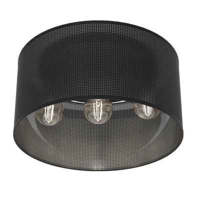 Plafoniera loft tonda Ø40 nera rete metallo 3xE27 Luminex