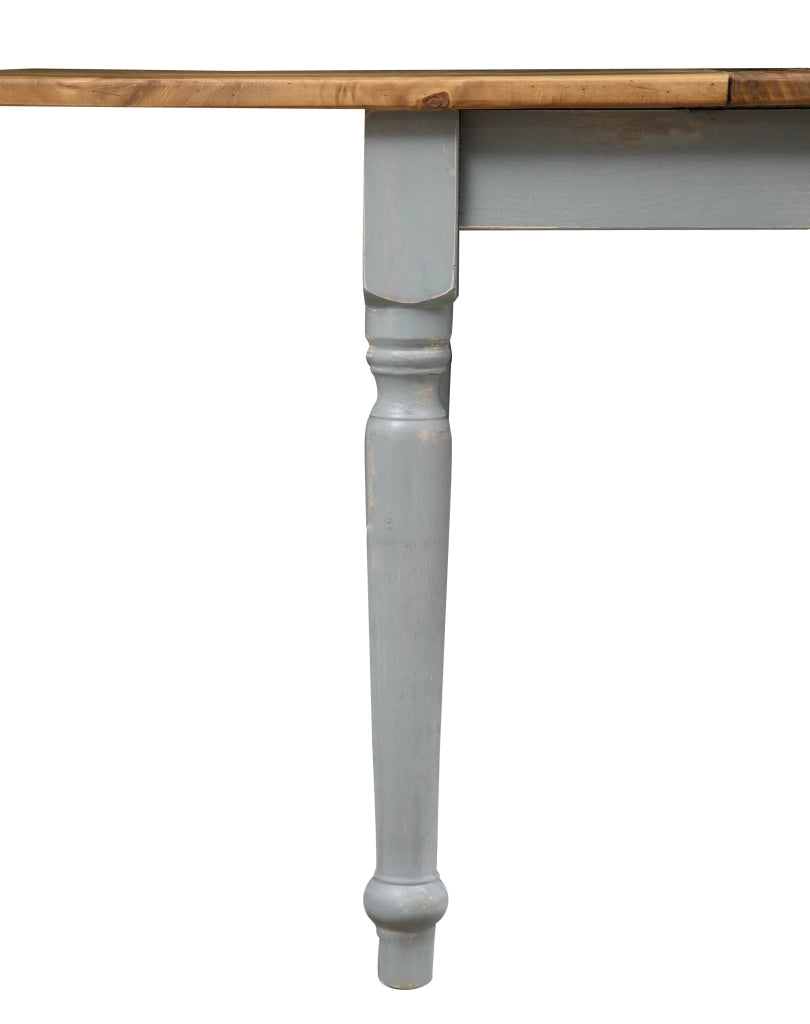 Biscottini Tavolo in legno massello di tiglio allungabile struttura grigio anticato piano finitura naturale Made in Italy