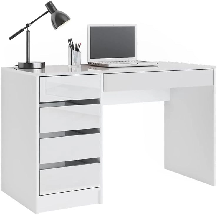 tavolo da toeletta Sherry, Bianco lucido, 120 cm senza specchio