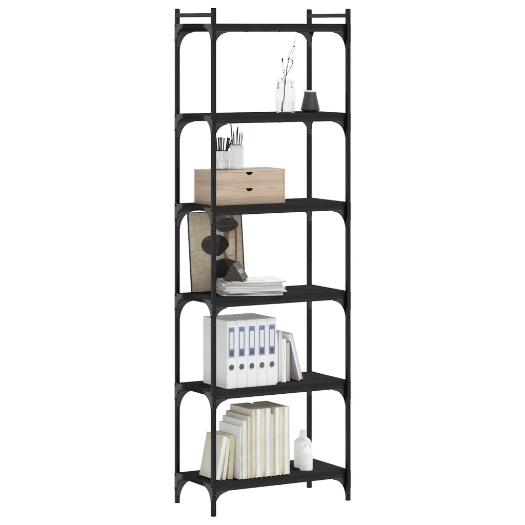 Libreria a 6 Ripiani Nera 60x30x188 cm in Legno Multistratocod mxl 108531