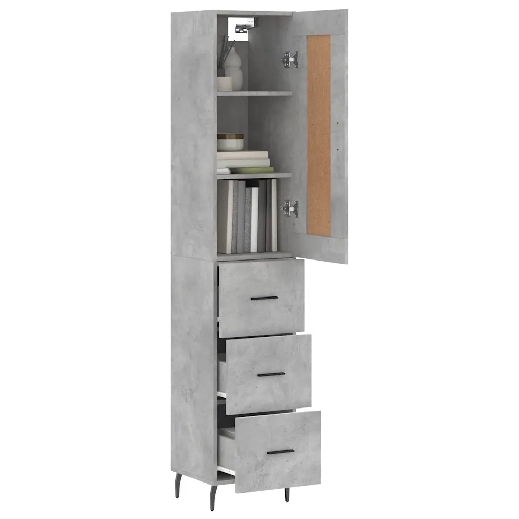 Credenza | Madia | Buffet da pranzo | Armadio da pranzo Grigio Cemento 34,5x34x180 cm in Legno Multistrato