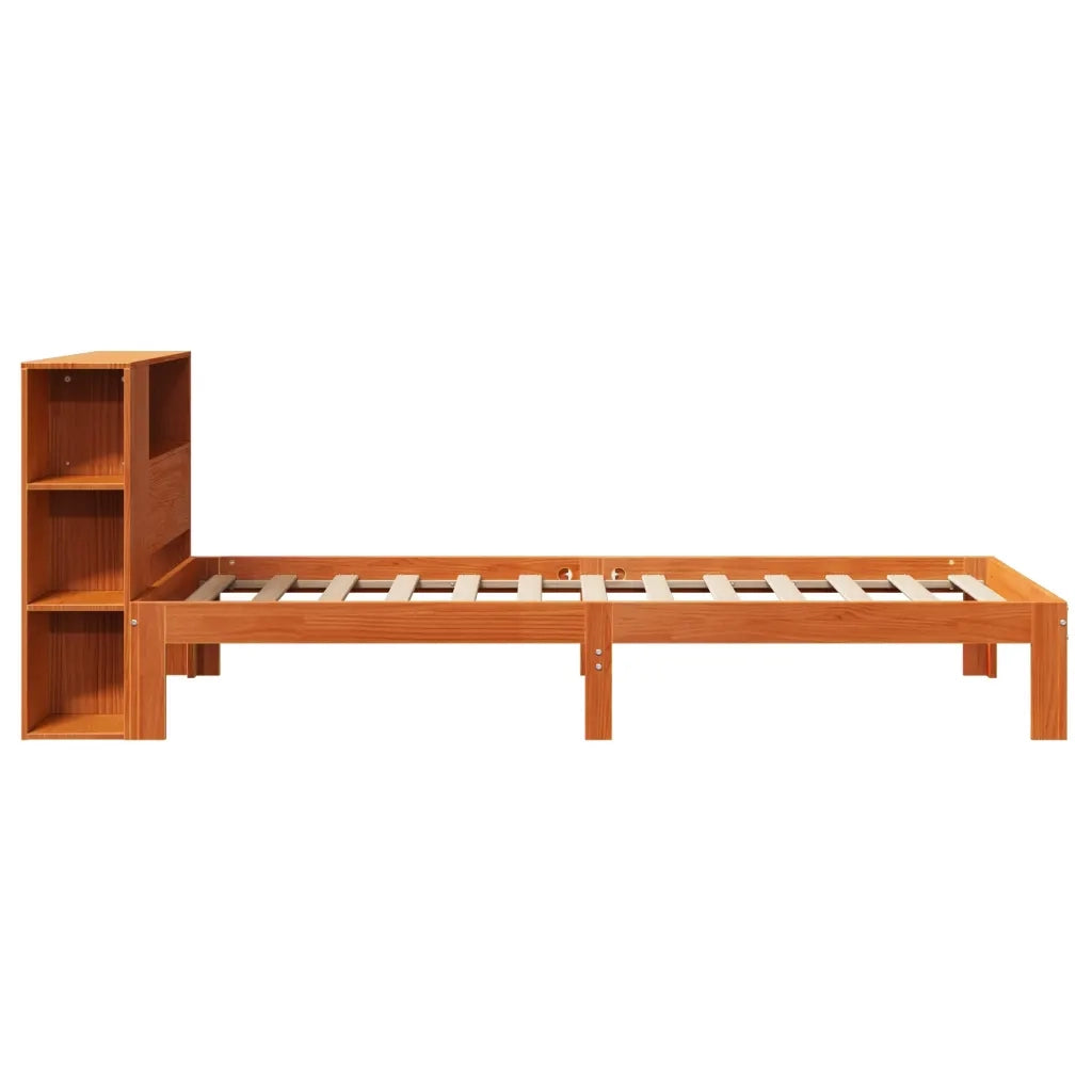 Letto Libreria senza Materasso Marrone Cera 100x200 cm in Pino 3322545