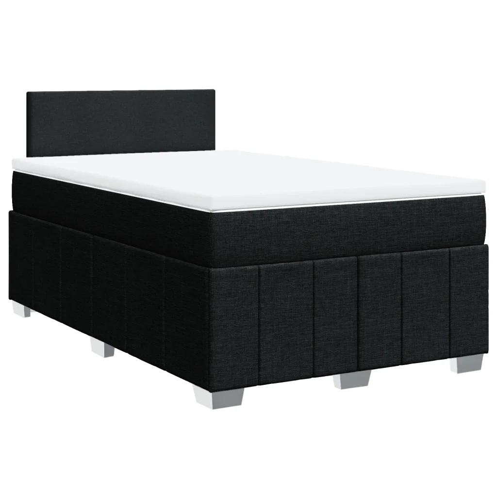 Giroletto a Molle con Materasso Nero 120x190 cm in Tessuto