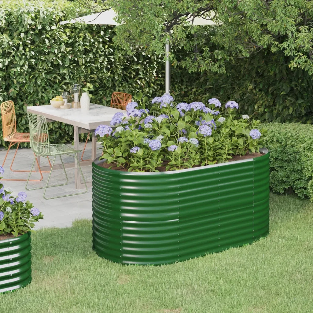 Fioriere | Cassetta per fiori | Letto Giardino Acciaio Zincato 152x80x68 cm Verde