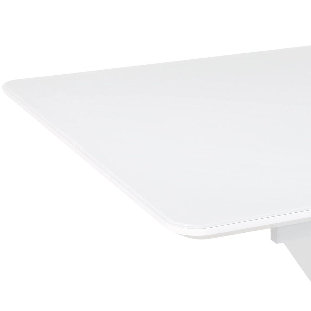 Tavolo Da Pranzo Allungabile Piano In Vetro Bianco MDF 160/200 x 90 cm Rettangolare