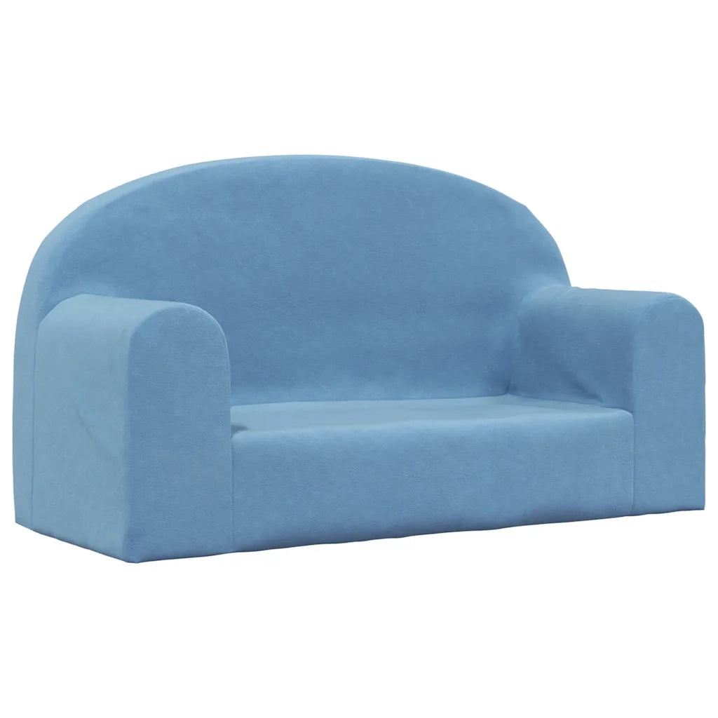 vidaXL Divano per Bambini a 2 Posti Blu in Morbido Peluche