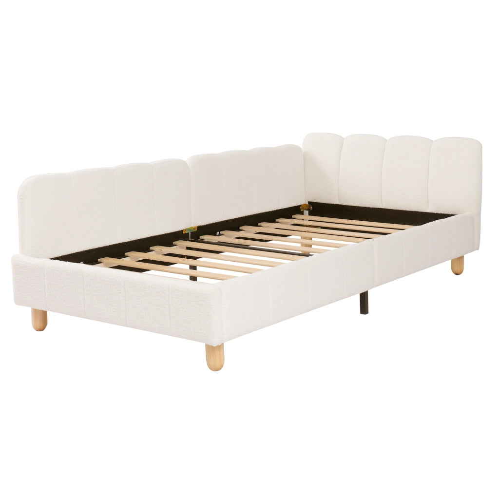 letto imbottito bouclé beige 100 x 213 cm