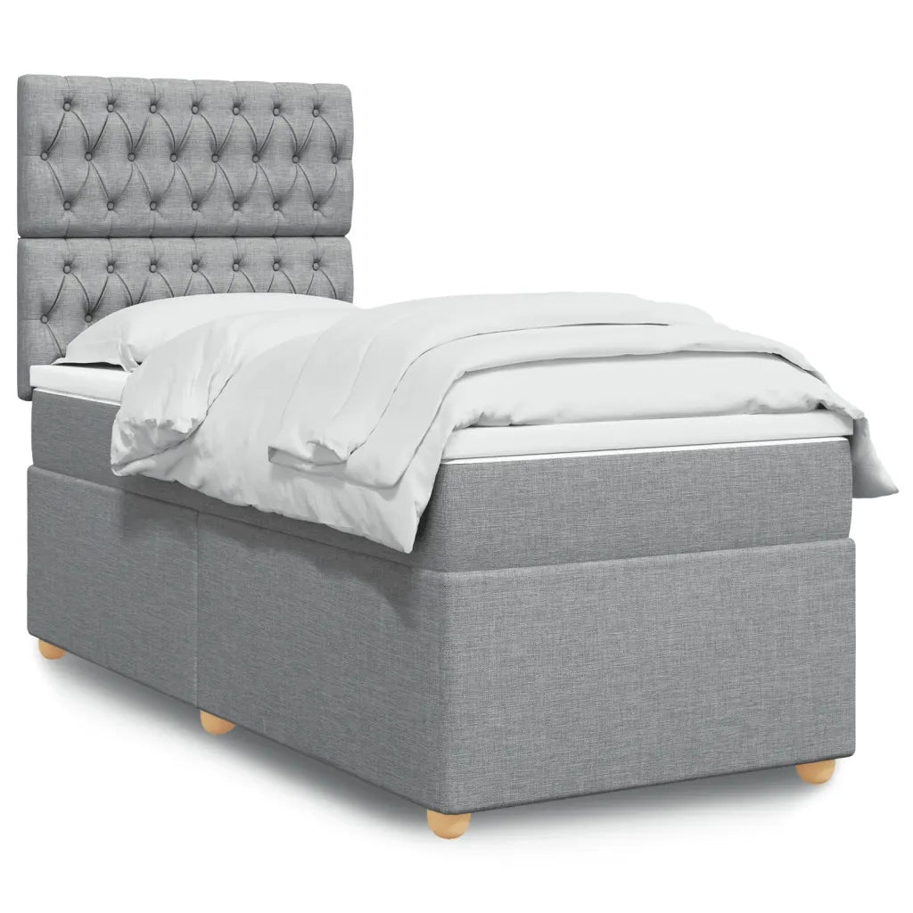 Giroletto a Molle con Materasso Grigio Chiaro 90x190 cm Tessuto