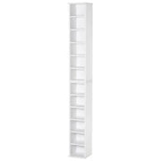 Set 2 Librerie Scaffale porta CD e DVD a 12 Ripiani Totali per 204 CD, in Legno, 21x22.5x88.5 cm, Bianco