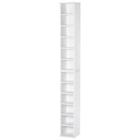 Set 2 Librerie Scaffale porta CD e DVD a 12 Ripiani Totali per 204 CD, in Legno, 21x22.5x88.5 cm, Bianco
