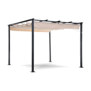 Pergola Gazebo da Giardino 3x3m Telo in Poliuretano con Apertura e Chiusura Scorrevole Taddei Suq