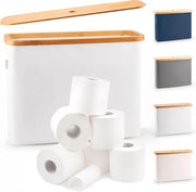 Cassetto per Cartucce WC - Copertura in Bambù - 12 Rulli - Grigio Chiaro - 45x15x34.5cm