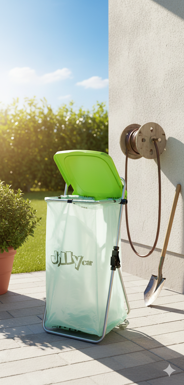 Pattumiera da Esterno Portasacco in Acciaio Zincato con Coperchio Verde Agrati