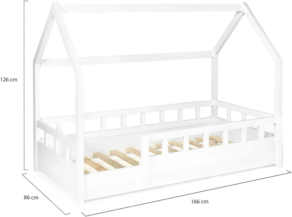 Letto a capanna per bambini 80 x 160 CM NEREE bianco con struttura letta e sponde