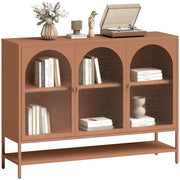 Credenza con ante vetrate ¨C zephmum ¨C 140x40x105 cm, colore ruggine