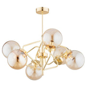 Plafoniera glamour dorata Barsum 6 sfere vetro E14 Alfa
