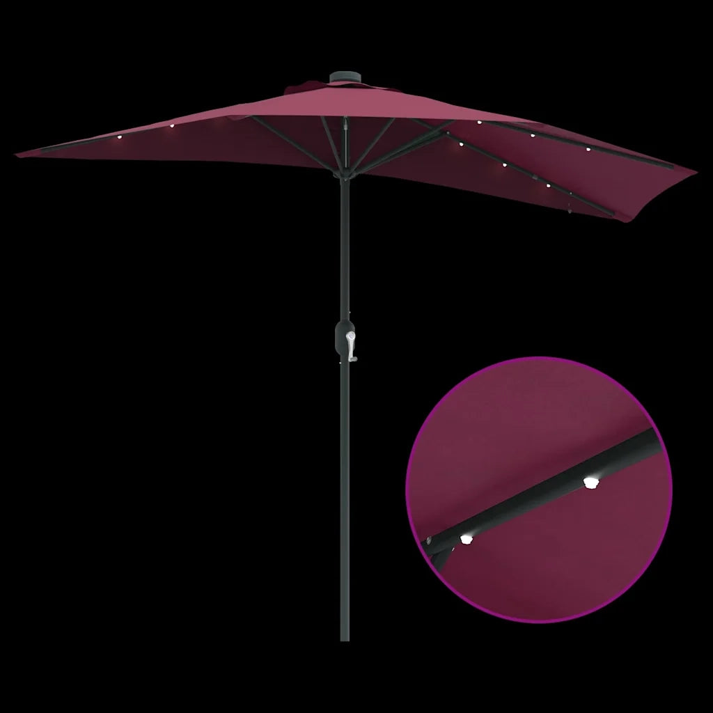 vidaXL Ombrello da giardino Rosso bordò 294 x 150 x 223 cm Tessuto