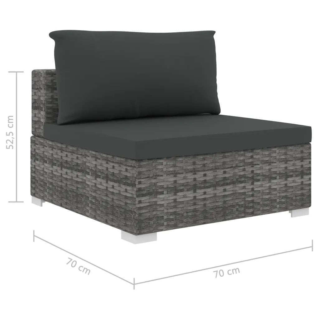 Set Divani da Giardino 5 pz con Cuscini in Polyrattan Grigio cod mxl 34962