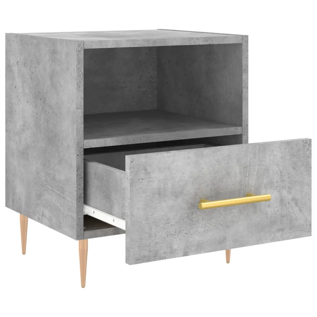 Comodino | Armadio da Notte | Mobiletto da notte Grigio Cemento 40x35x47,5 cm in Legno Multistrato