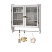 Pensile con 2 Ante; 3 Ripiani e Portasciugamani per Bagno in Legno; 63 × 18 × 60 cm; Bianco Decapato