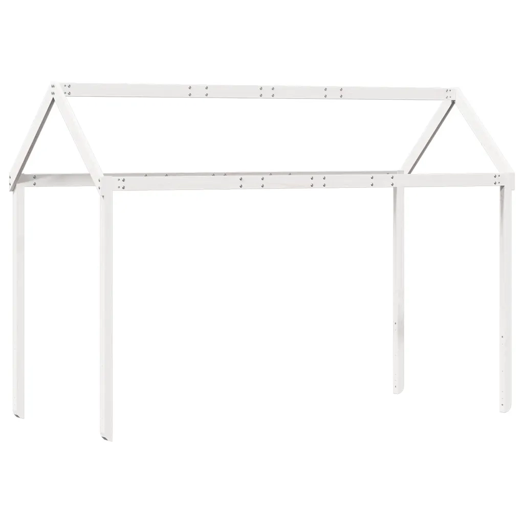 Letto singolo | Letto per adulti | Letto a Soppalco con Tetto Bianco 90x200 cm in Legno di Pino