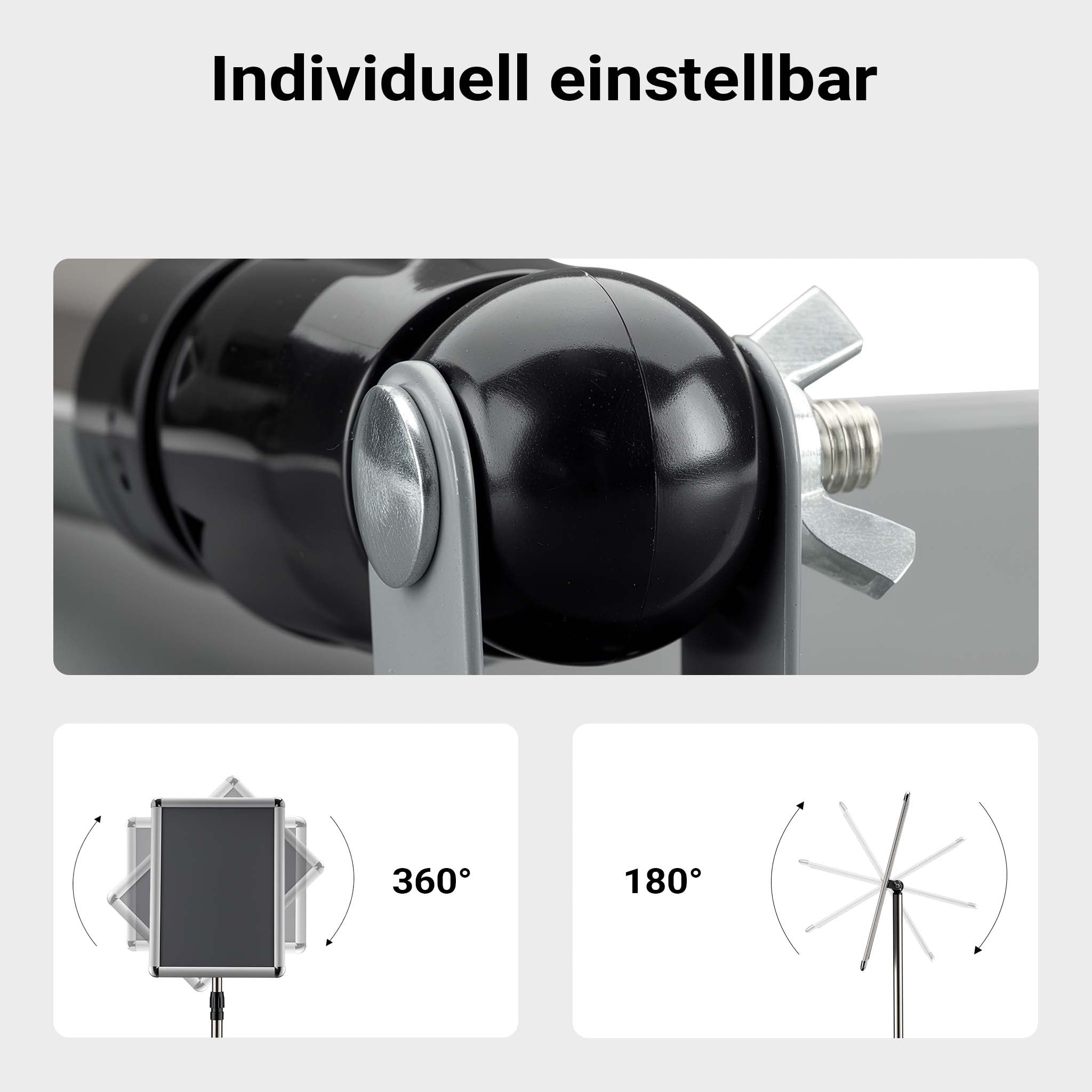 Espositore per poster, pubblicità, menù in A3, altezza regolabile 88-138 cm, supporto per presentazioni, stand, piedistallo in alluminio e acciaio