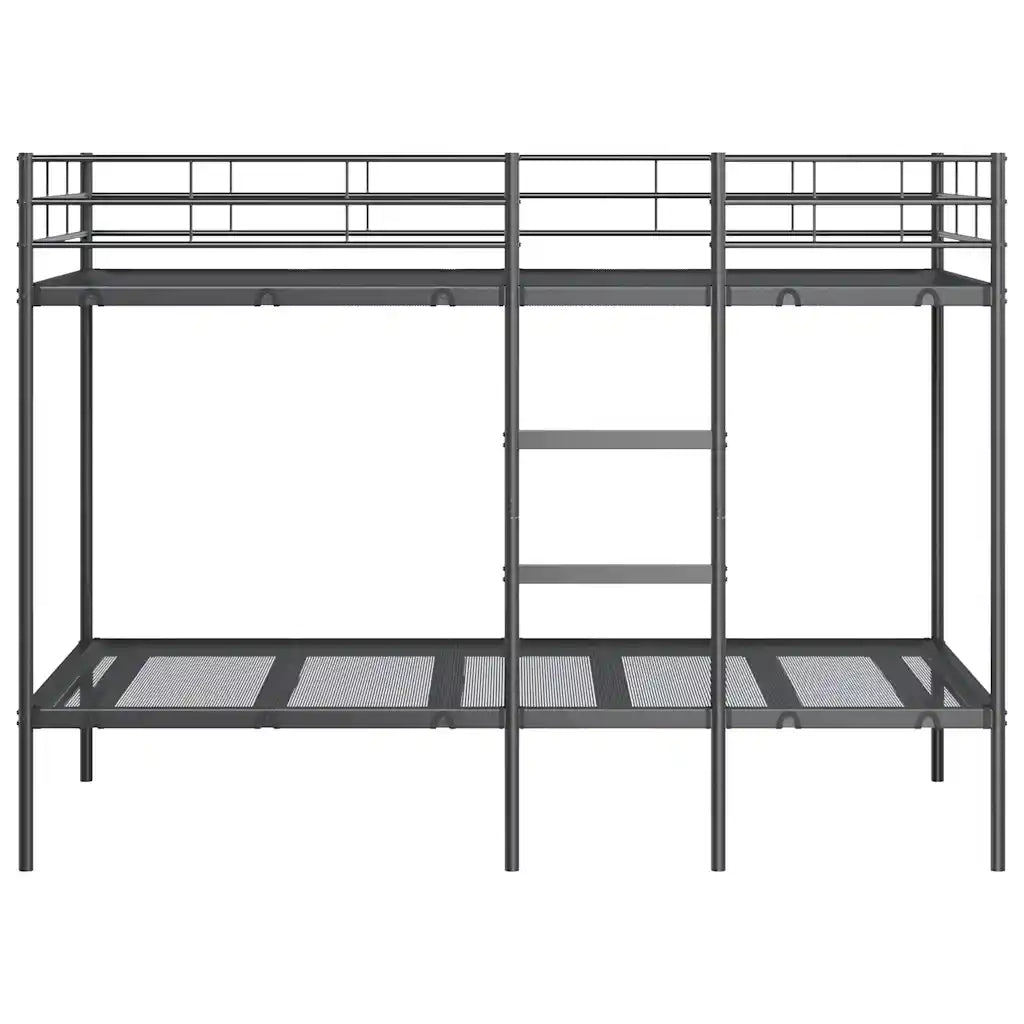 Letto a Castello senza Materasso-Struttura Letto a Castello Nero 90x190 cm in Acciaio 439903