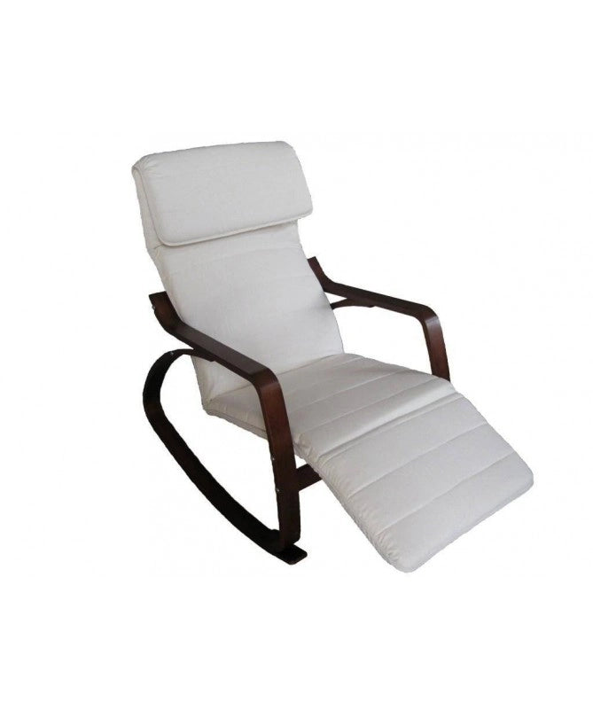 Dondolo imbottito con poggiapiedi regolabile cuscino crema cm 67x110/127h95