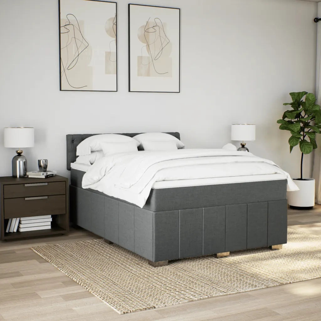 Giroletto a Molle con Materasso Grigio Scuro 160x200 cm Tessuto