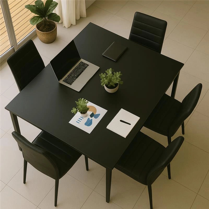 SET 4 SEDIE IMBOTTITE CON SEDUTA SIMILPELLE E GAMBE IN METALLO NERO DIMENSIONI 40X41X95 CM