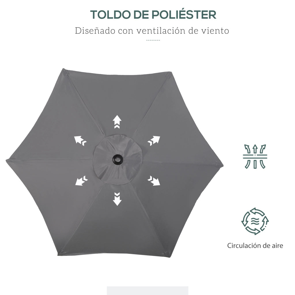 Ombrellone da Giardino con Ventilazione ¨C zephmum ¨C Grigio Antracite