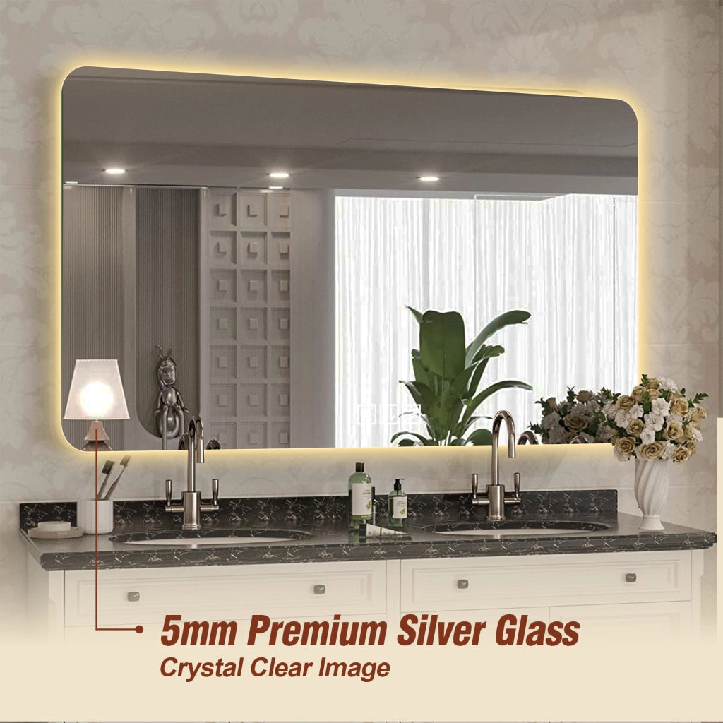 Specchio luminoso da bagno senza cornice con retroilluminazione LED antiappannamento vetro silver 60 × 80 cm