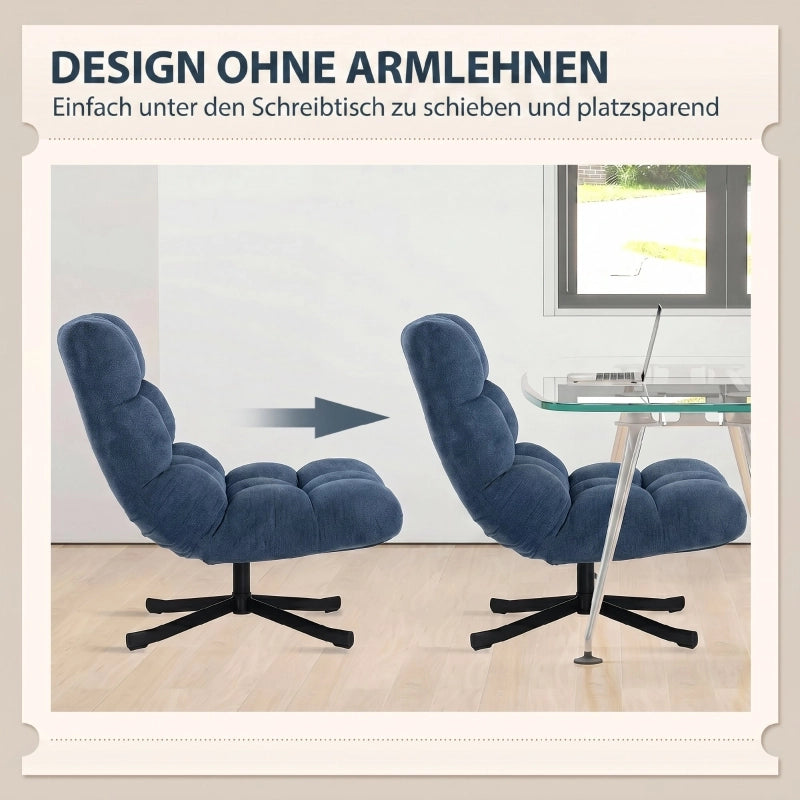 POLTRONA girevole 75 cm Blu scuro in poliestere